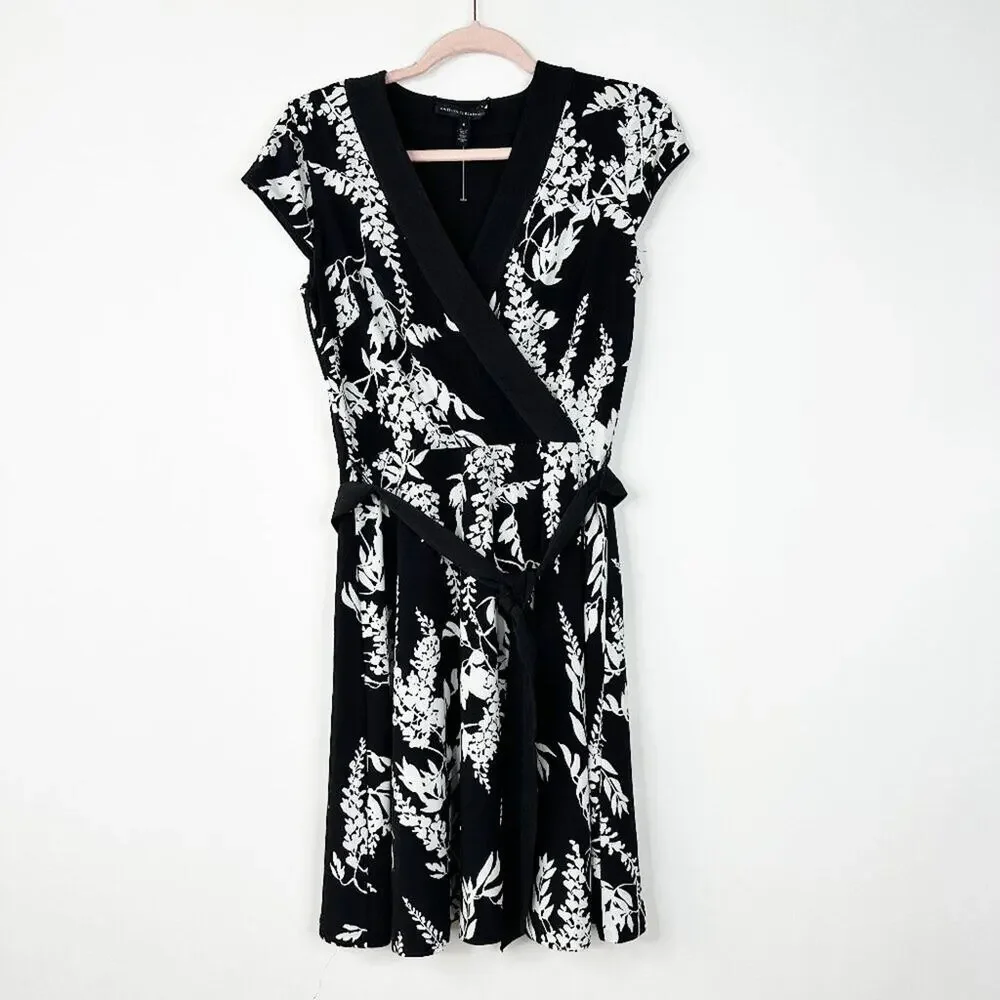 2/$30 White House Black Market Floral Print Wrap Dress Sashed 2 #A0702 - Picture 3 of 8